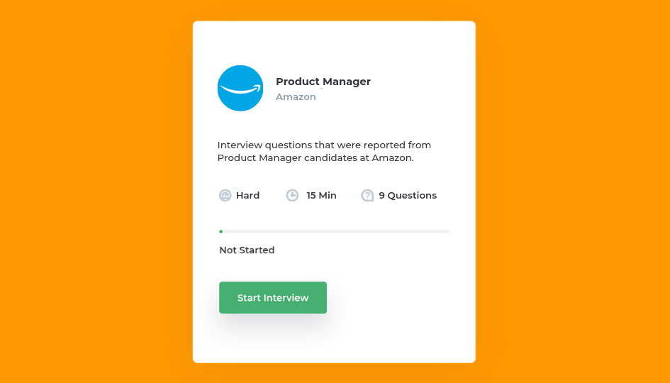 interview card for product manager at amazon